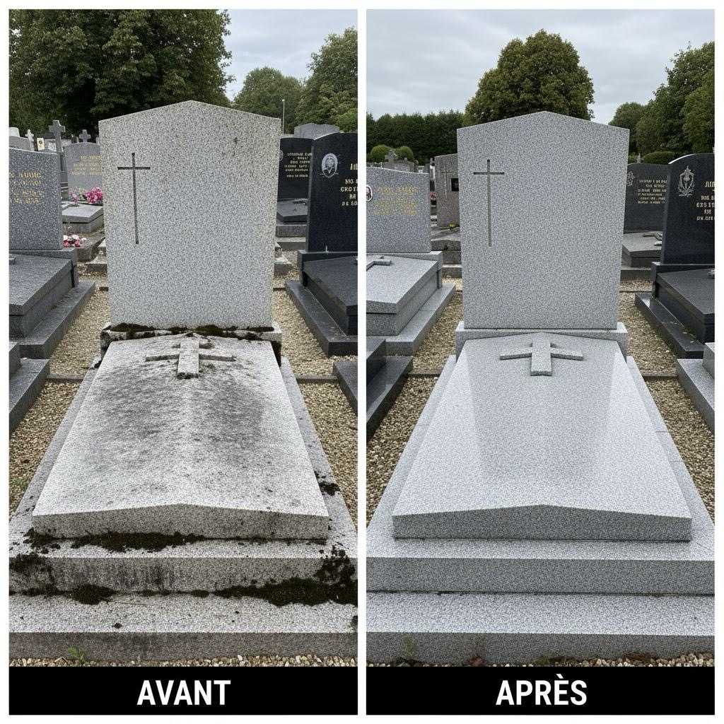 Avant / après entretien de sépulture (Douceur de Fer)